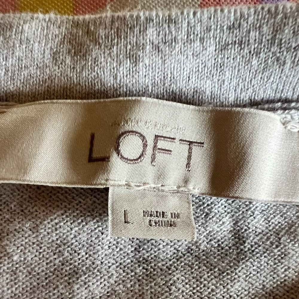 Loft Grey Back, Cream Crochet Front Cardigan  - Large - Picture 3 of 4